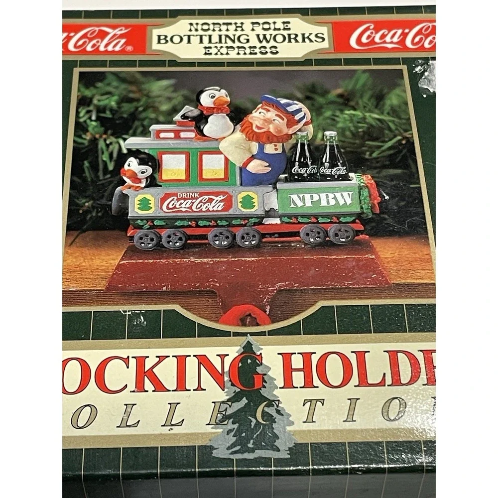 Lot Of 2 1995 Coca Cola North Pole Bottling Works Express Stocking Holder Coke